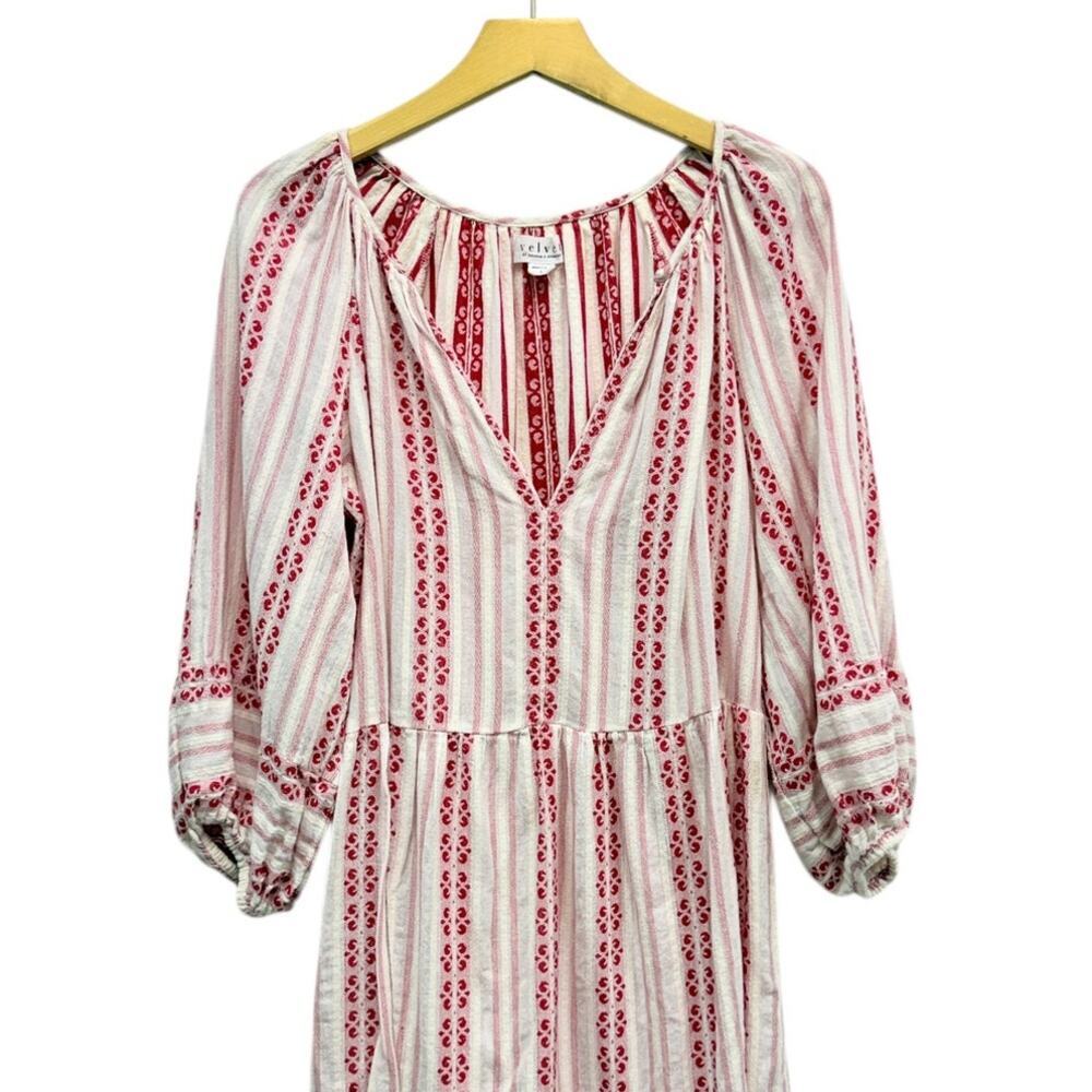 Velvet by Graham & Spencer Nona Cotton Printed Peasant Dress size Large - Picture 5 of 6